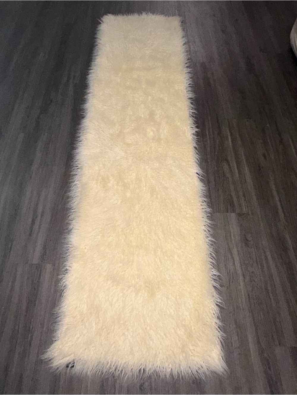 SIS Covers Faux Fur Sheepskin Runner Rug 2x8 Reversible Soft Bed Scarf Ivory Off